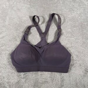 Victoria Sport Sports‎ Bra Purple Glitter Straps Racerback Sz 34A Support Women